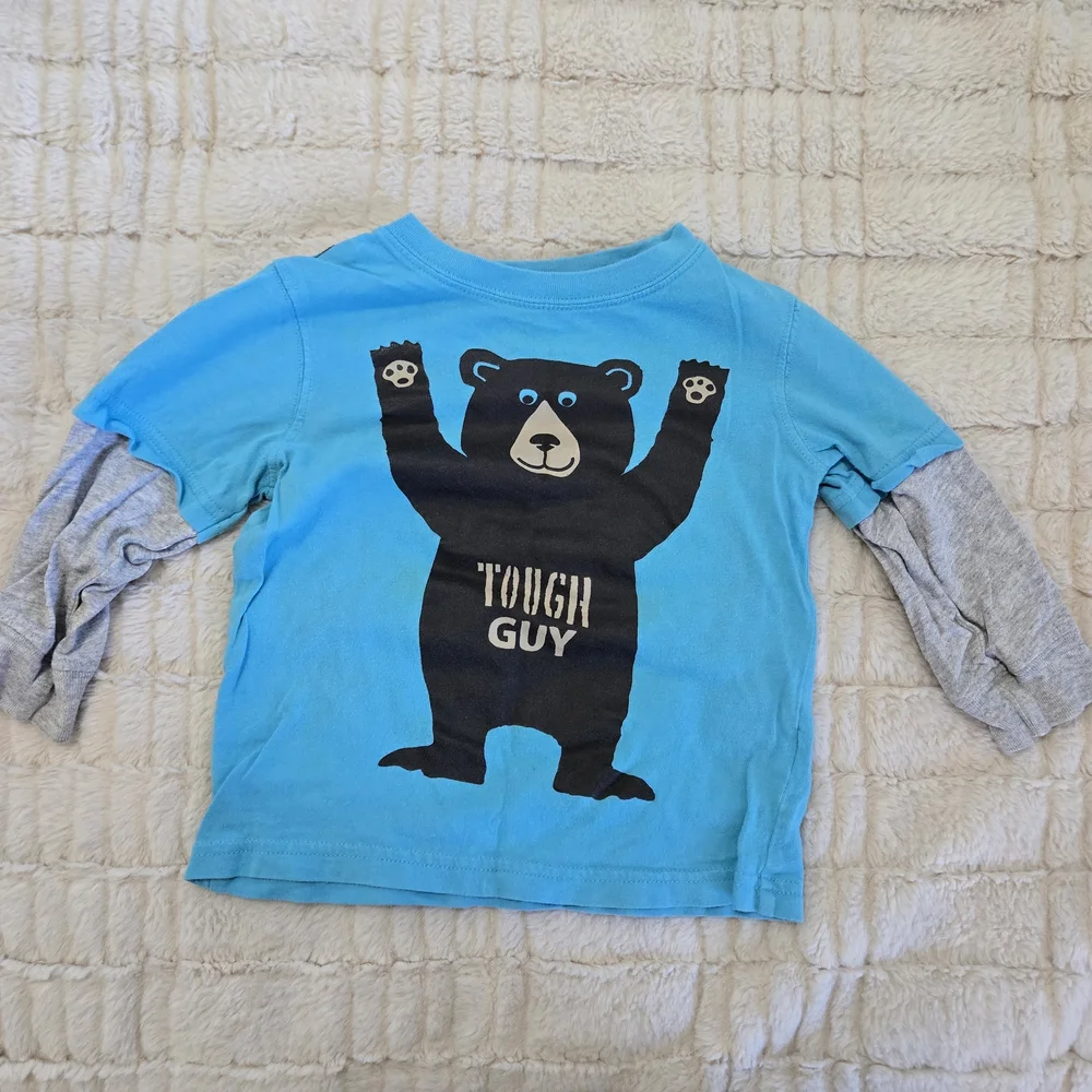 Carter's 18 Month Black Bear Tough Guy Graphic Long Sleeve Blue Tee